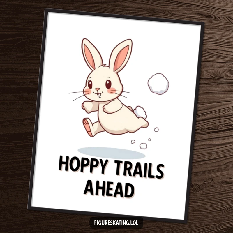 Funny Free Printable Wall Art: A determined rabbit leaps with a big puff of snow, radiating pure energetic joy.