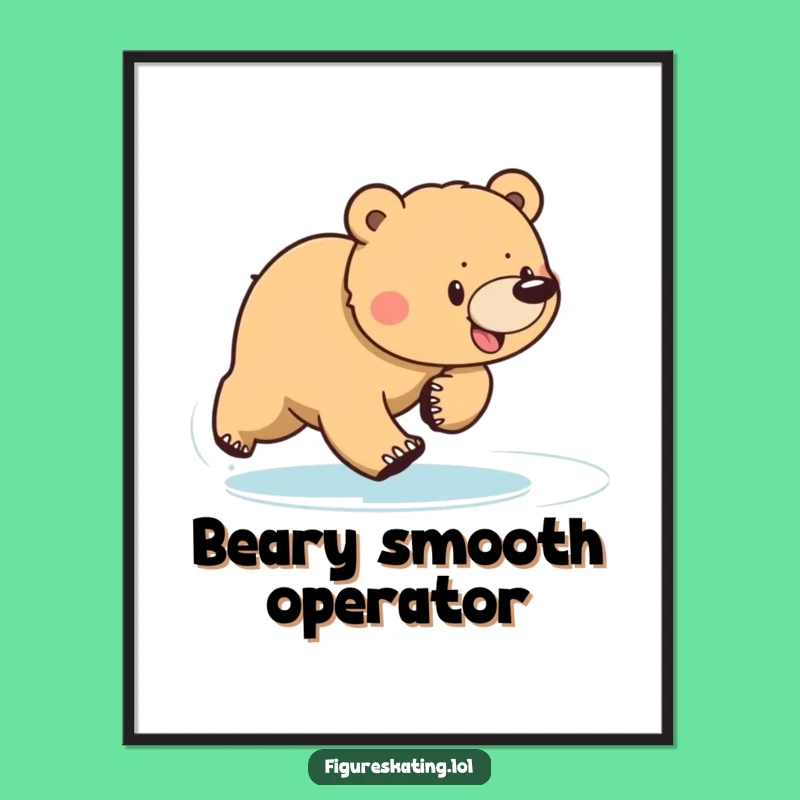 Free Printable Wall Art: Bear Ice Skating Fun, Downloadable & Print at Home Whimsical Decor Gift