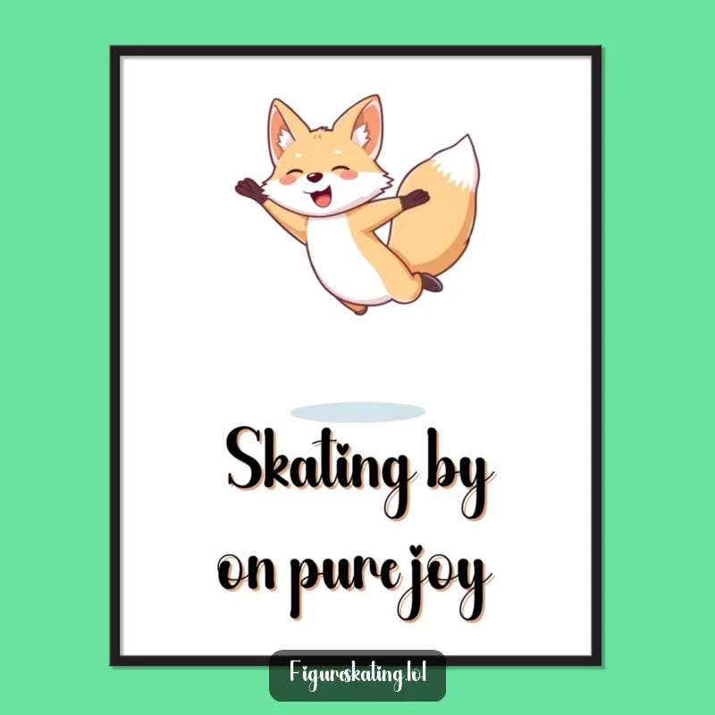 Free Printable Wall Art: Giggling Fox Figure Skating - Funny Downloadable Art Gift
