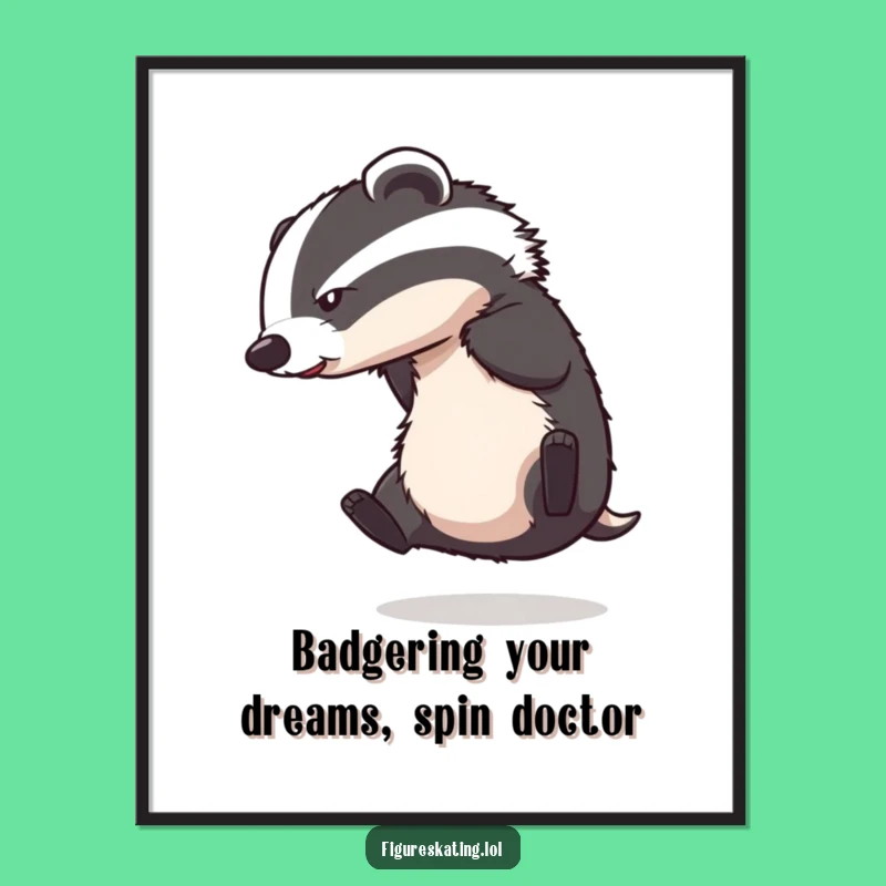 Free Printable Wall Art: Hilarious Badger Ice Skating Fail Downloadable Decor for Laughs