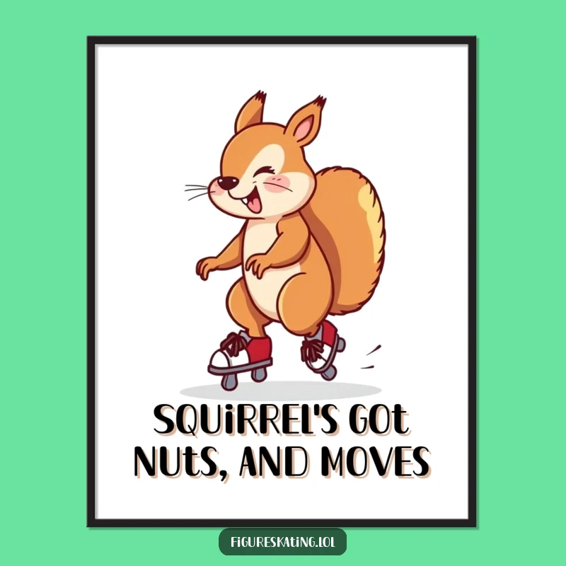 Free Printable Wall Art: Silly Squirrel Skating Chaos Downloadable Decor for a Giggle