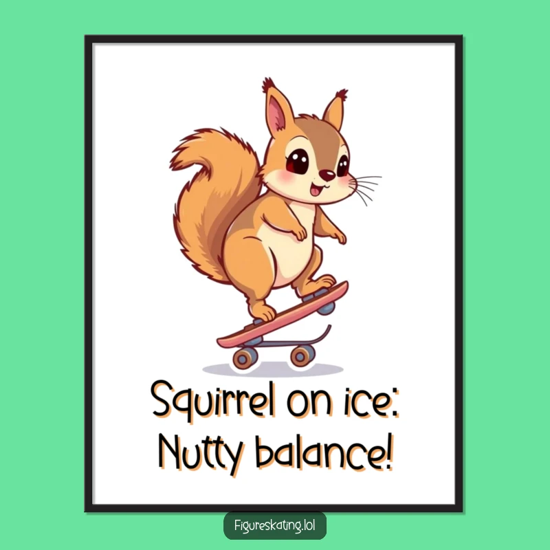 Funny Free Printable Wall Art: Surprised Squirrel Skater - Downloadable Decor