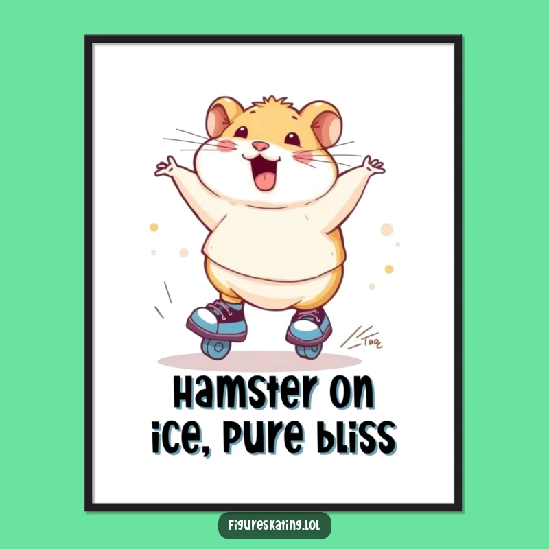 Free Printable Wall Art: Wobbly Hamster Skating - Hilarious Downloadable Decor