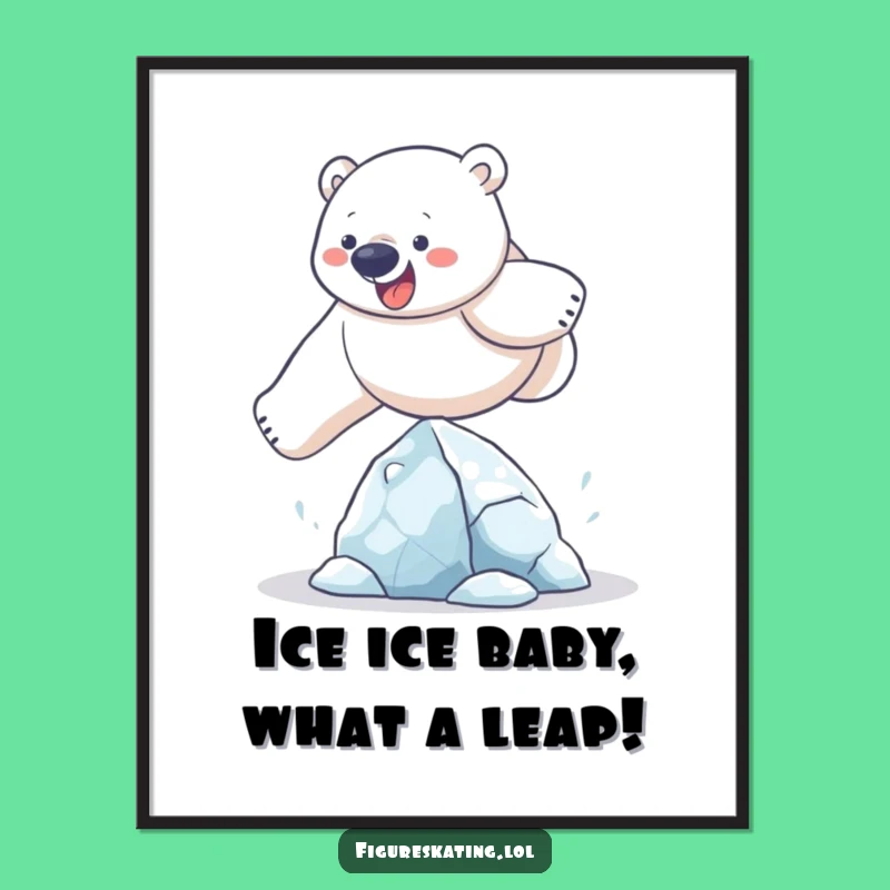 Funny Free Printable Wall Art: Polar Bear's Leap - Hilarious Arctic Downloadable Art
