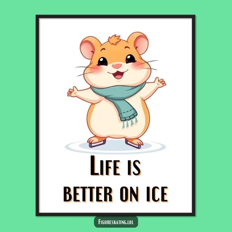 Funny Free Printable Wall Art: Hamster Ice Skating Decor - Downloadable Art
