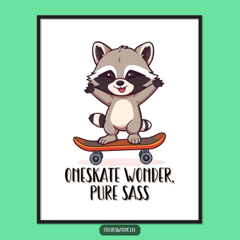 Funny Free Printable Raccoon Skate Balance Wall Art: Downloadable Home Decor Gift
