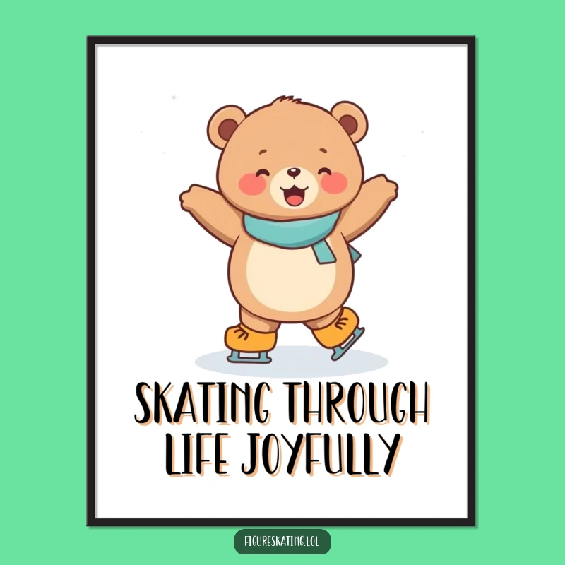 Free Printable Bear Cub Art: Funny Skating Downloadable Decor for Energetic Spaces
