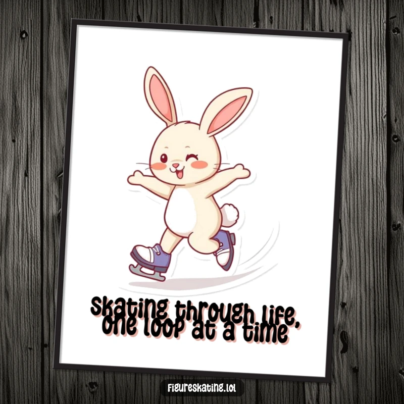 Funny Free Printable Wall Art: A giggling rabbit zipping around in a figure eight while speed skating.