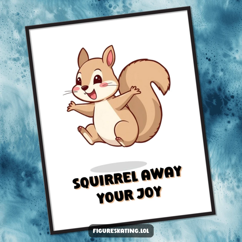 Funny Free Printable Wall Art: A cheerful squirrel balanced perfectly on one foot, mid-spin.