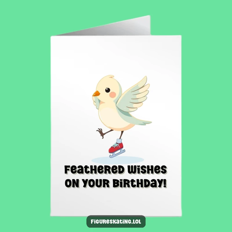 Free Printable Birthday Card: Elegant Bird Pirouette - Graceful Funny Downloadable Gift!