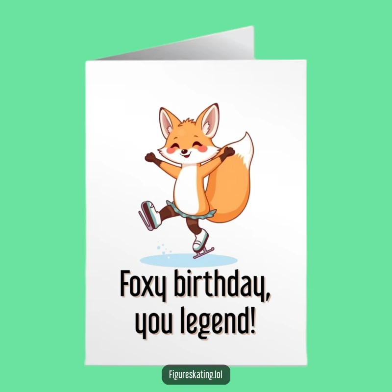 Free Printable Birthday Card: Funny Fox Ballerina, Elegant Downloadable Gift for a Fancy Celebration