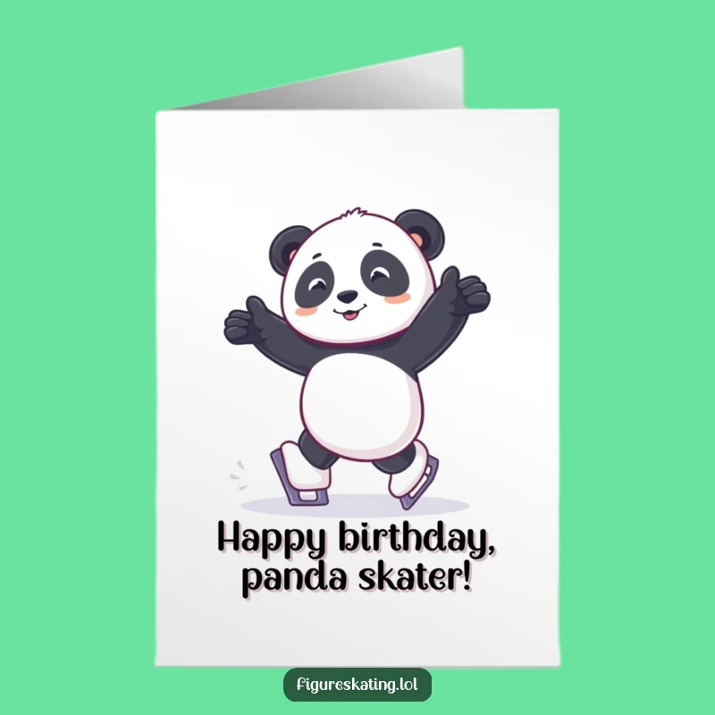 Free Printable Birthday Card: Joyful Panda Skater - Funny Downloadable Gift