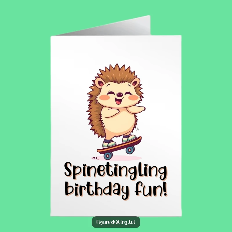 Free Printable Hedgehog Birthday Card: Hilarious Skating Puns for Fun
