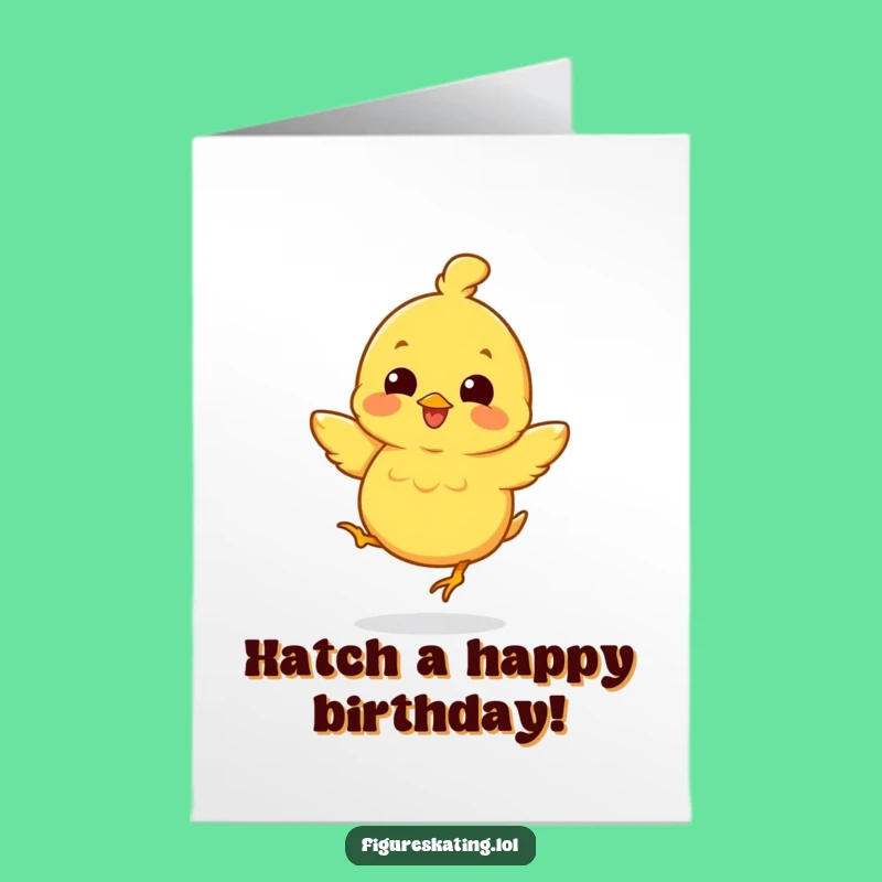 Free Printable Chick Birthday Card: Cheerful Jumping Bird for Instant Joy
