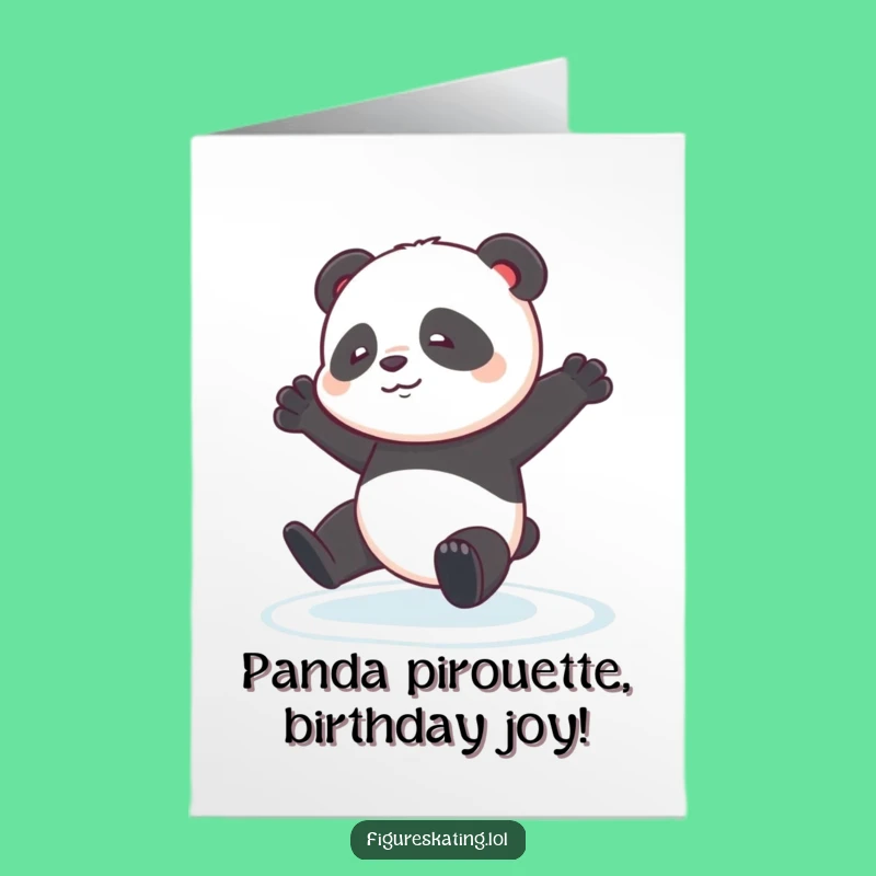 Free Printable Birthday Card: Panda Cub Pirouette Tumble Funny Downloadable Gift