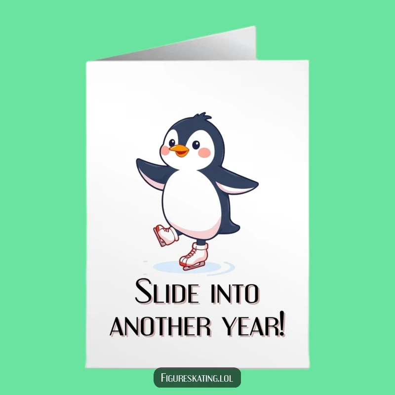 Free Printable Birthday Card: Funny Penguin Skater, Laugh-Out-Loud Downloadable Gift