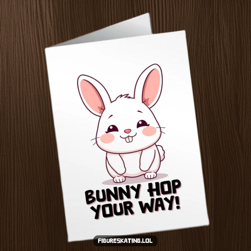 Funny Free Printable Congratulations Card: A chubby bunny glides forward with a contented, happy sigh, celebrating a peaceful achievement.