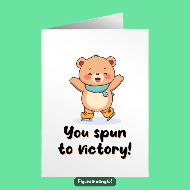 Free Printable Bear Cub Congrats Card: Funny Skating Downloadable Gift for Triumphant Moments