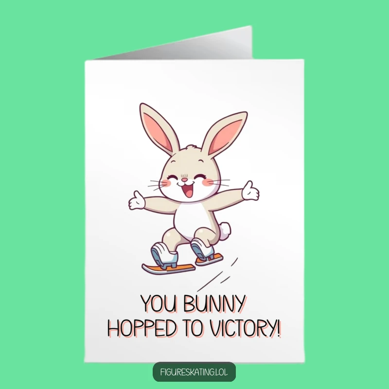 Free Printable Congrats Bunny Card - Funny Skater Gift for a Winning Moment