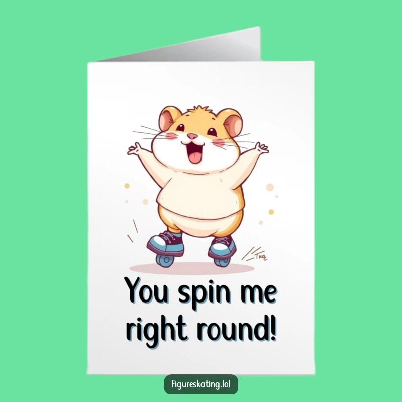 Free Printable Congrats Card: Hamster Skating Spin - Funny Downloadable Celebration