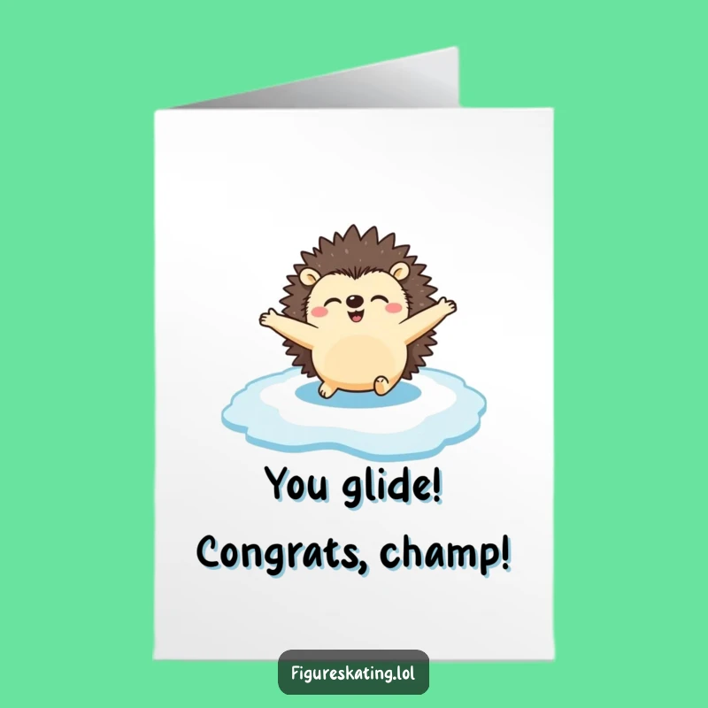 Free Printable Congrats Card: Hedgehog Ice Skating - Awesome Downloadable Gift