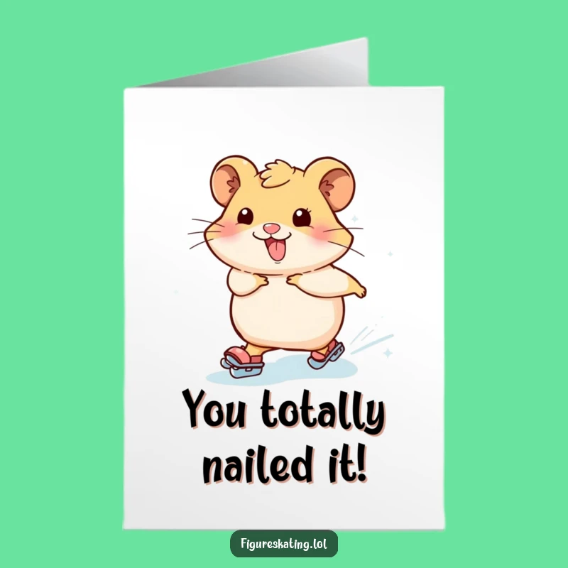 Free Printable Congrats Card: Joyful Skating Hamster, Humorous Downloadable Gift