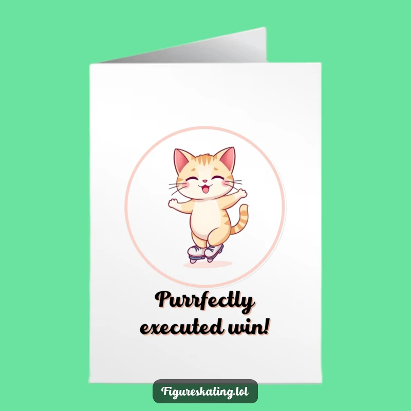 Free Printable Funny Congrats Card: Cat Skating Celebration Downloadable Greeting