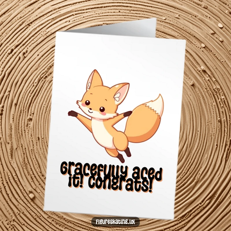 Funny Free Printable Congratulations Card: A curious fox performing a beautiful arabesque, celebrating their win.