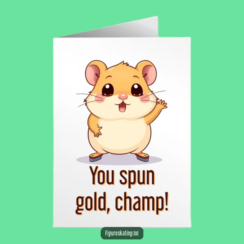 Hilarious Free Printable Congratulations Card: Hamster Figure Skating Triumph - Downloadable Gift