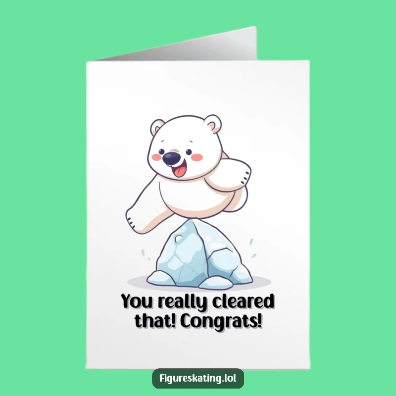 Free Printable Congrats Card: Polar Bear's Leap - Celebrate with Funny Downloadable Art