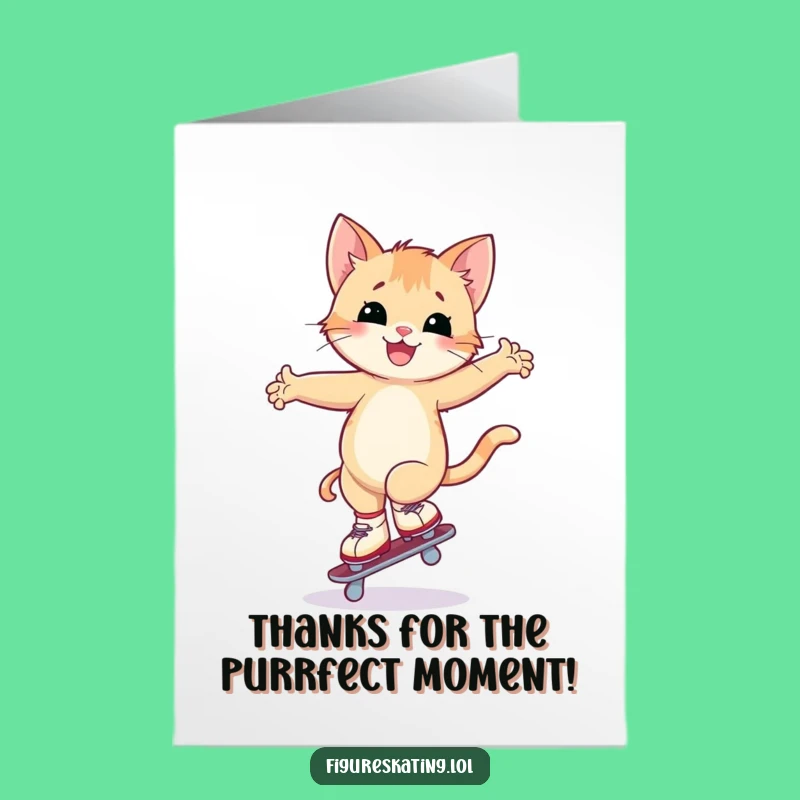 Free Printable Kitten Skating Thank You Card - Sweet Downloadable Gratitude