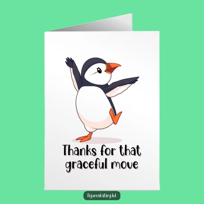 Free Printable Puffin Pirouette Thank You Card - Funny Downloadable Gift of Gratitude