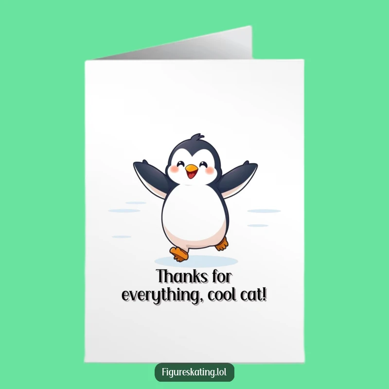 Free Printable Thank You Card: Cheerful Penguin Glide, Heartfelt Downloadable Gift
