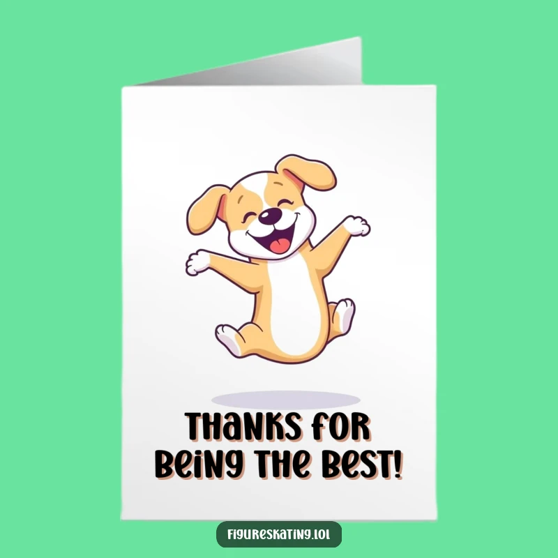 Free Printable Thank You Card: Dog Skater, Joyful Humorous Downloadable Appreciation for Everything