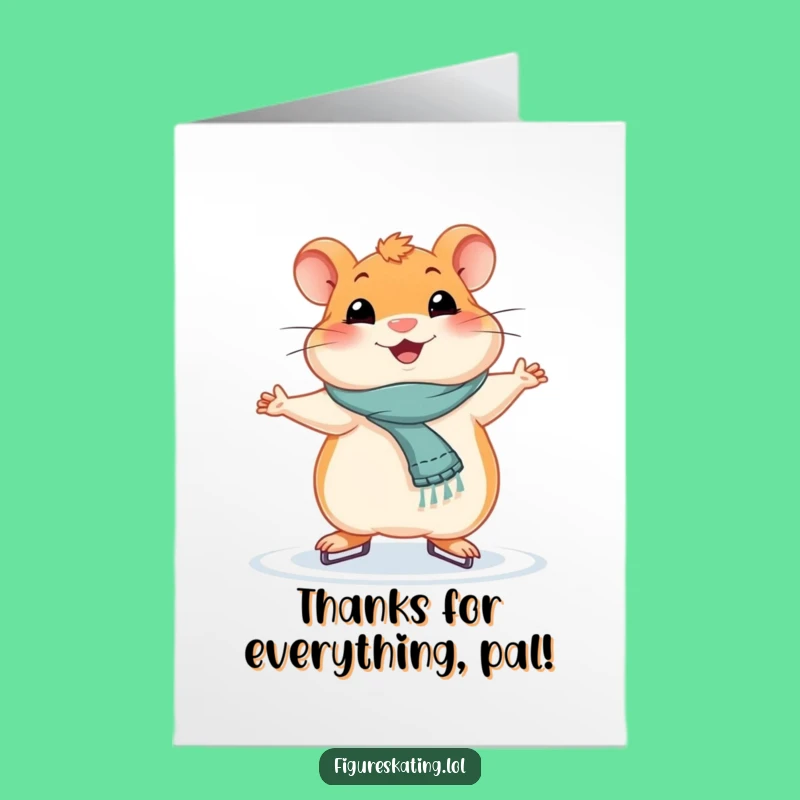 Free Printable Thank You Card: Hamster's Skating Elegance - Funny Download