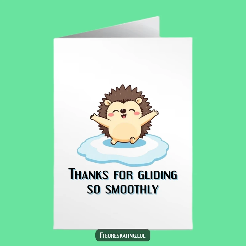 Free Printable Thank You Card: Hedgehog Ice Skating - Whimsical Downloadable Gift