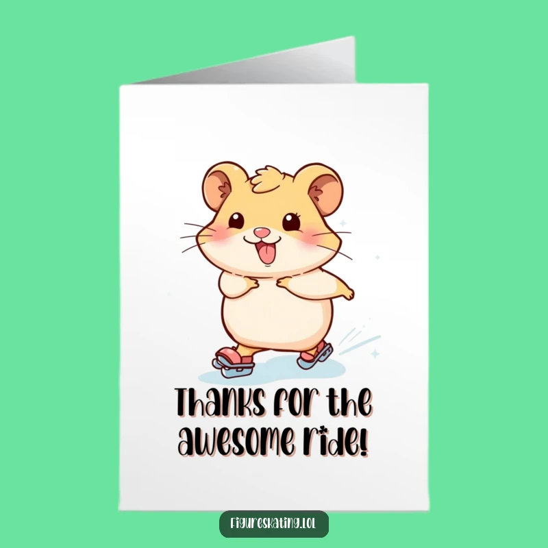 Free Printable Thank You Card: Skating Hamster, Grateful Downloadable Gift