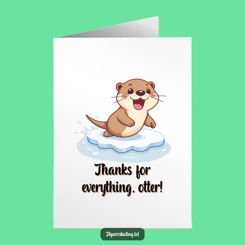 Free Printable Funny Thank You Card: Otter Ice Sliding Gratitude Downloadable