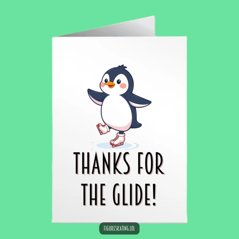 Free Printable Thank You Card: Penguin Skater, Humorous Downloadable Appreciation Gift