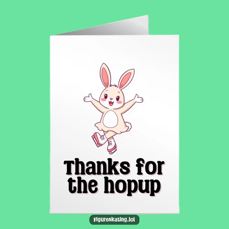 Free Printable Cheerful Bunny Ice Skate Thank You Card - Elegant DIY Downloadable Gift
