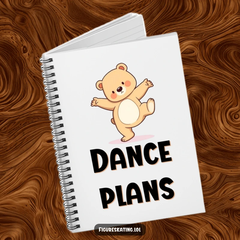 Funny notebook cover with a bear cub performing a graceful pirouette, perfect for capturing dance-related thoughts.