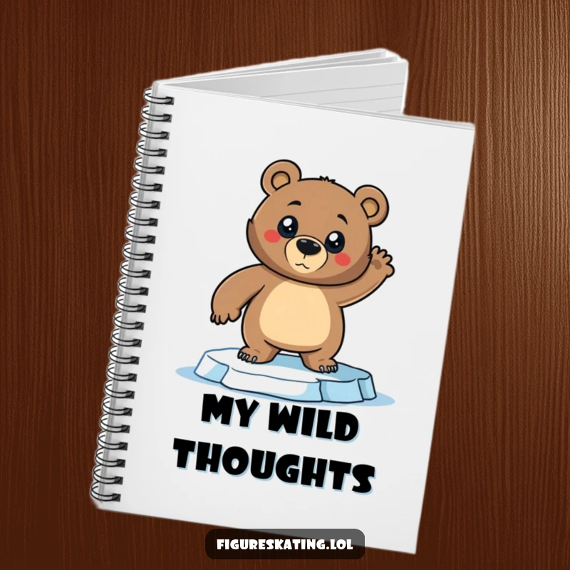Funny Bear Notebook: A confident bear strikes a dramatic pose on ice skates, ideal for jotting down dramatic ideas with athletic humor, a funny gift.