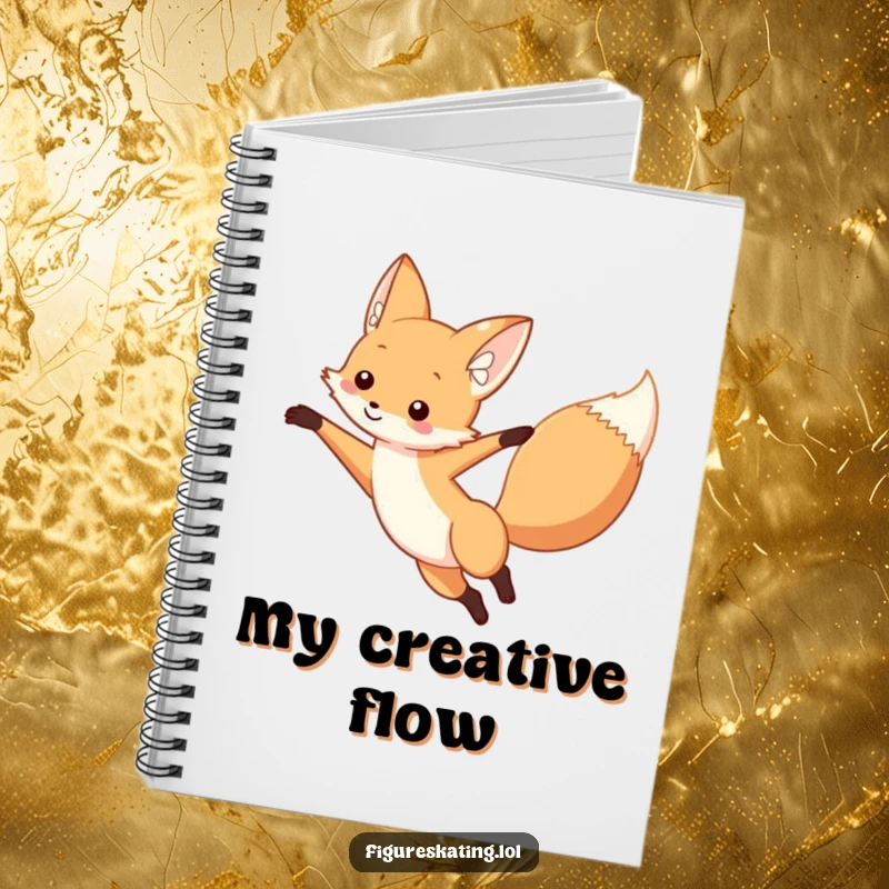 Funny fox notebook featuring a curious fox in a graceful arabesque, arm extended, perfect for jotting down ideas with style.