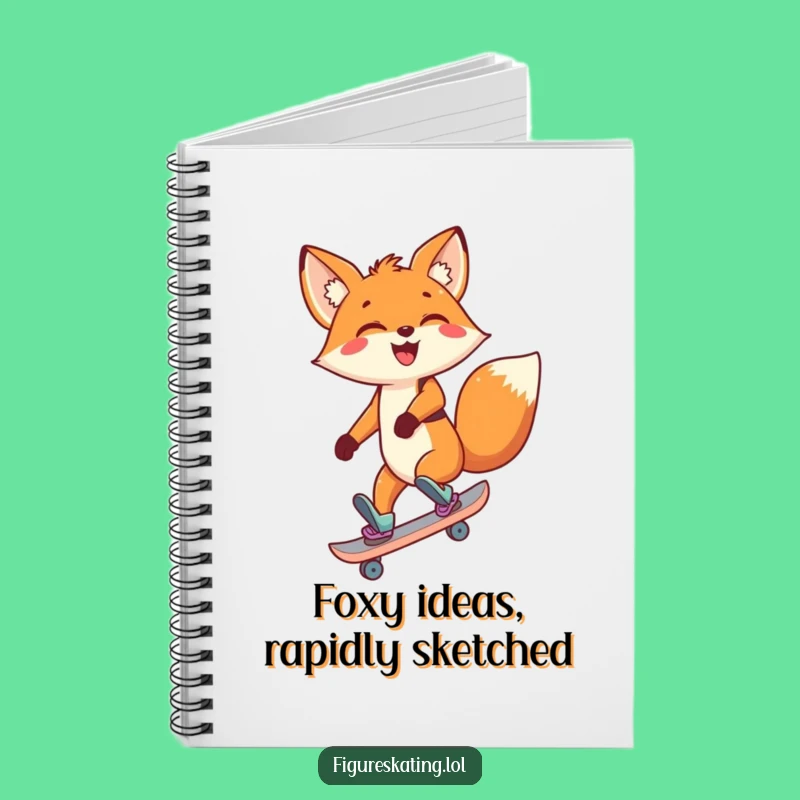 Funny Fox Skating Notebook - Lined Backward Skating Cartoon Journal for Notes