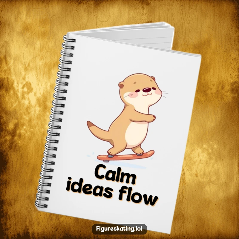 Funny Otter Gliding Notebook: A graceful otter gliding backwards on skates, perfect for jotting down serene thoughts.