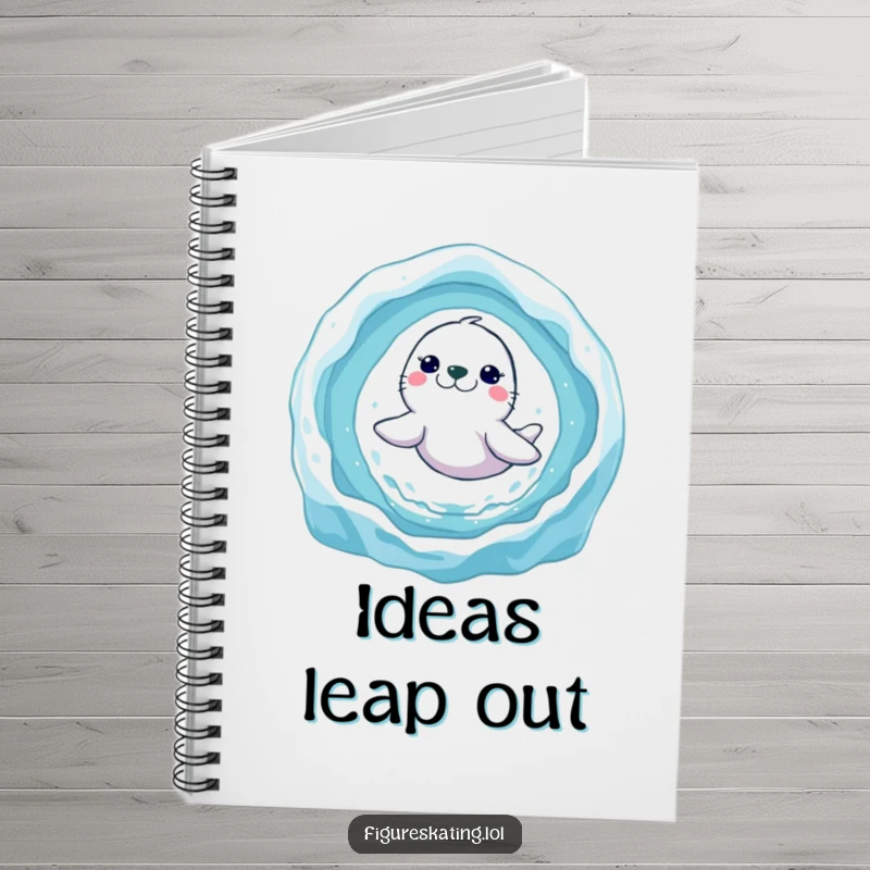 Funny seal ice ring notebook featuring a smiling seal mid-leap, inspiring creativity and happy notes for all your writing needs.
