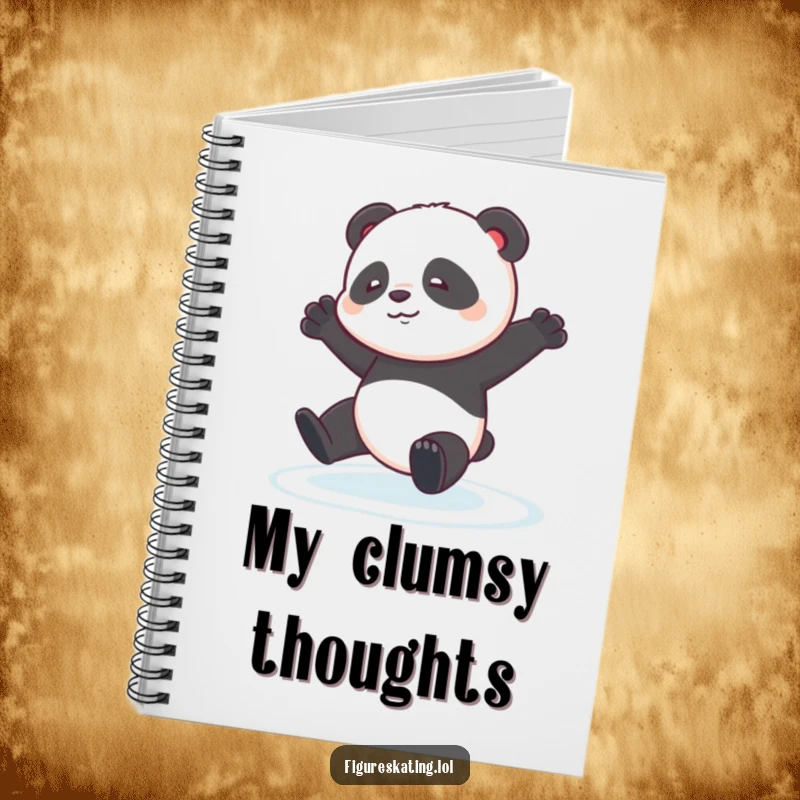 Funny Panda Pirouette Notebook: A contented panda cub stumbling slightly during an ice pirouette, perfect for jotting down notes.