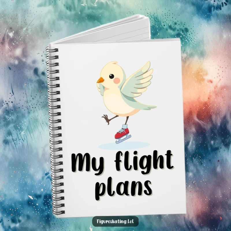 Funny Bird Notebook: A fluttering bird performs an elegant pirouette on ice skates, ideal for noting graceful ideas with whimsical humor, a lovely funny gift.