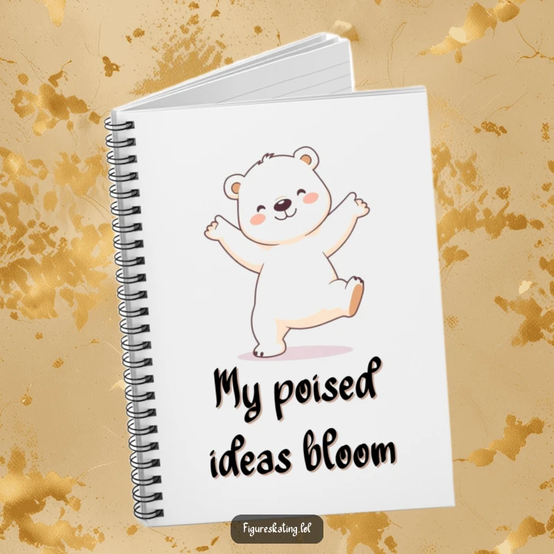 Funny Polar Bear Notebook: Elegant notebook featuring a smiling polar bear performing a delicate arabesque pose, ideal for note-taking.