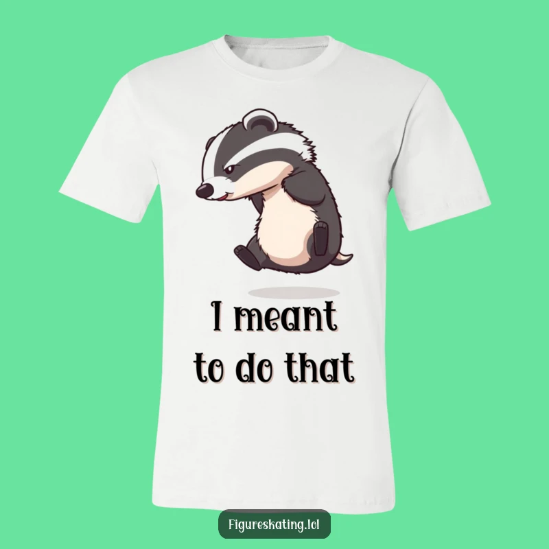 Funny Badger Ice Skating Fail T-Shirt: Hilarious Animal Art for a Perfect Gift.